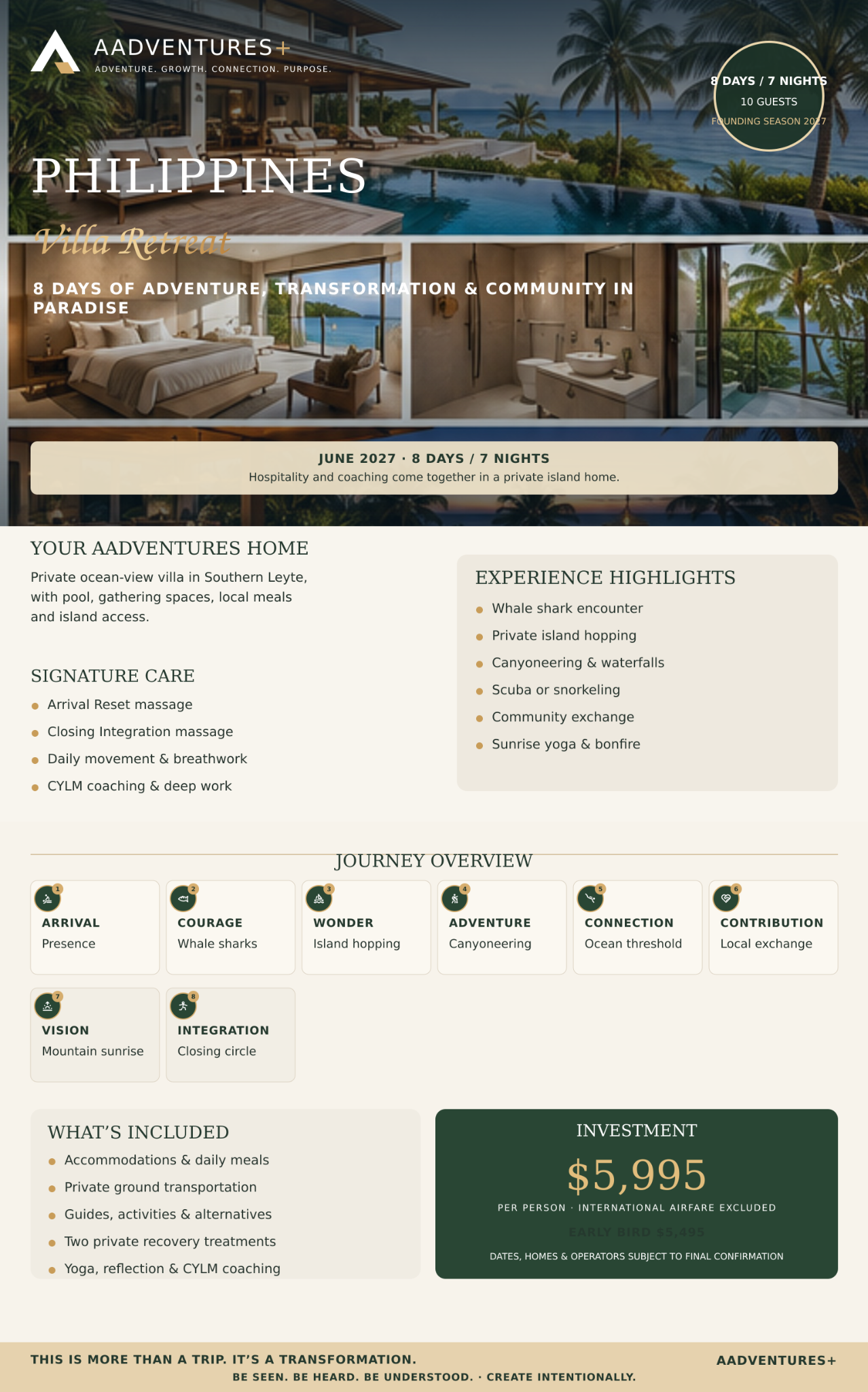 AAdventures+ Philippines Villa Retreat destination flyer